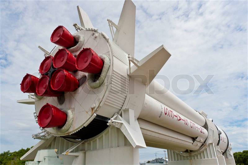 The Rocket Garden at Kennedy Space Center features authentic rockets from past space explorations on June 4, 2010 in Orlando, Florida, stock photo
