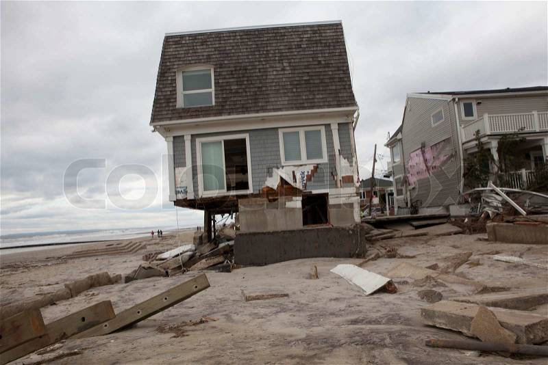 Far Rockaway after Hurricane Sandy October 29, 2012 in New York City, NY, stock photo