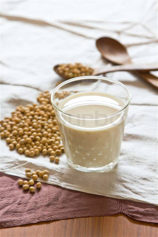 Soy milk [Soya ] by fresh soy beans, stock photo