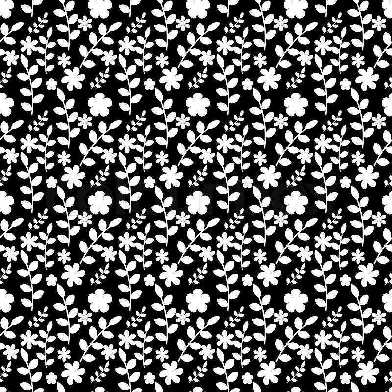 Seamless floral black and white pattern, stock photo