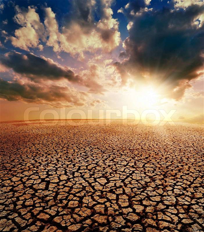 Drought earth and dramatic sky, stock photo