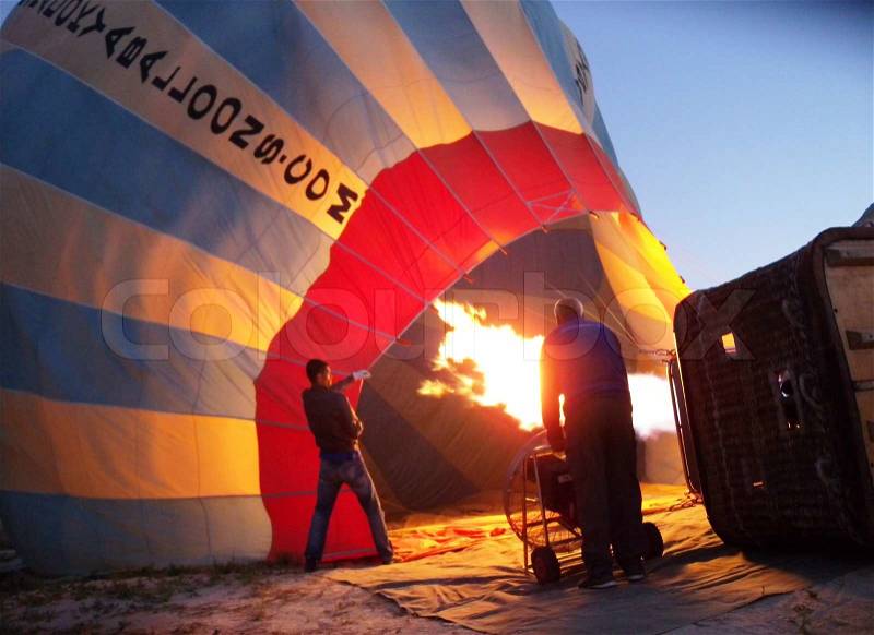 5 AM Hot Air-Balloon in Cappadocia, Turkey, stock photo