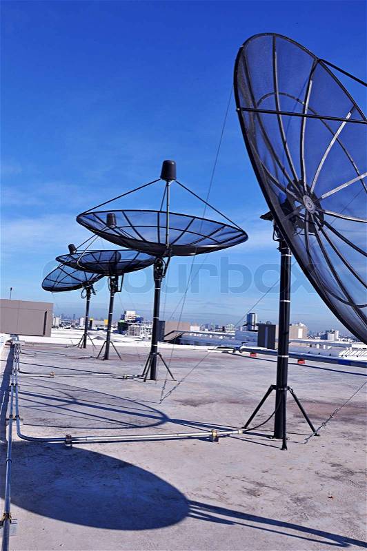 Satellite dishes, stock photo