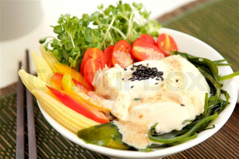 Fresh tofu salad [ Healthy salad ], stock photo