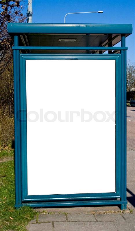 Buss stop with blank advertising sign, stock photo