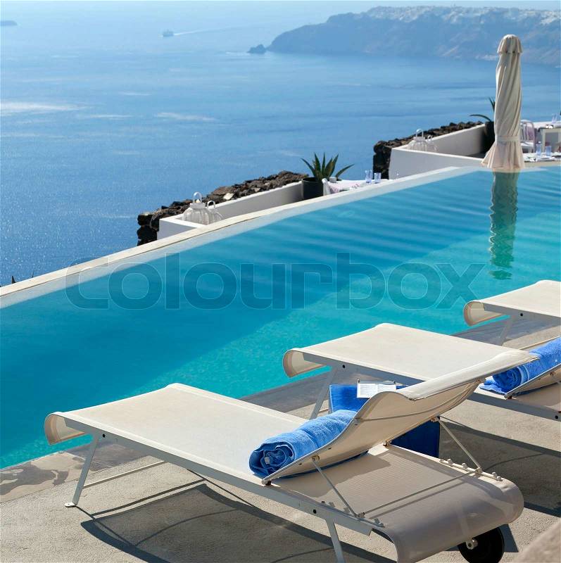 Santorini Luxury Pool, stock photo