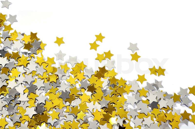 Golden and silver star confetti, stock photo