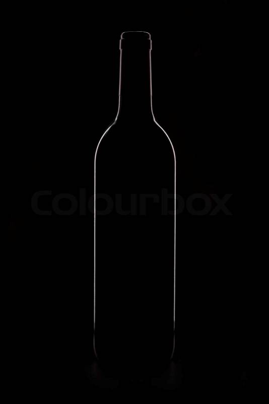 Wine bottle outline on black, stock photo