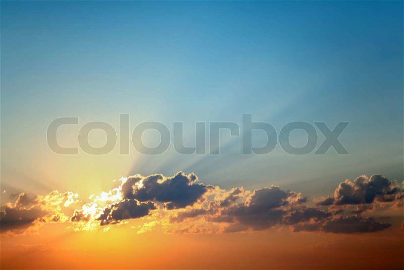 An image of Orange And Blue Sunset, stock photo