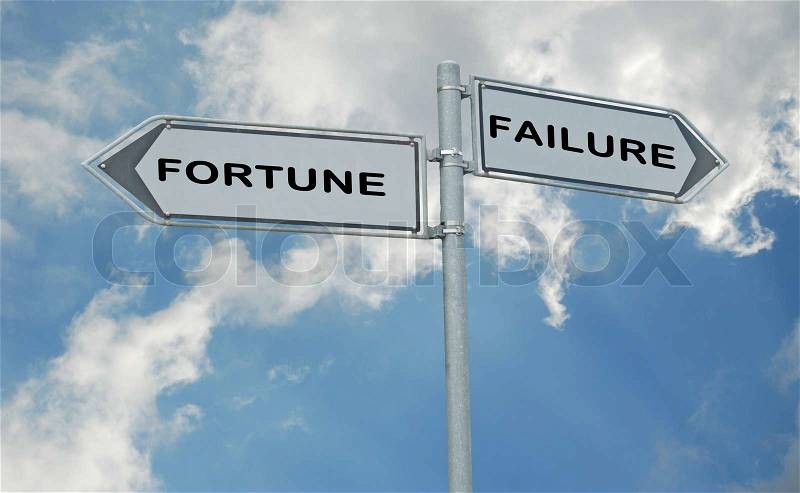 Road signs to fortune and failure, stock photo