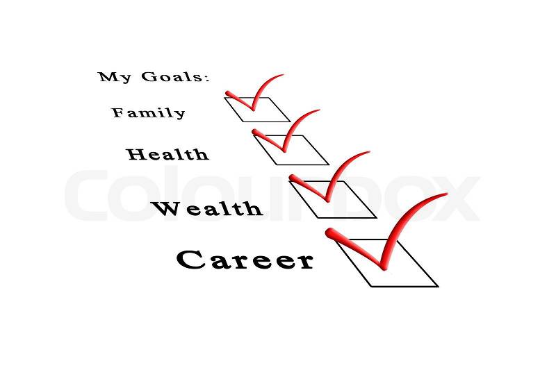 List of life goals, stock photo