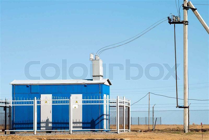 Box of the electric transformer, stock photo