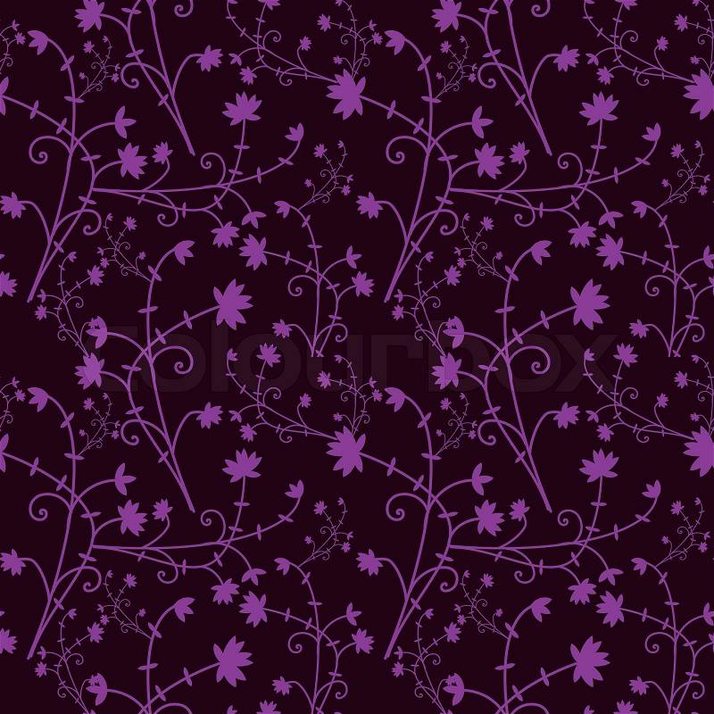 Seamless floral pattern on purple background, stock photo