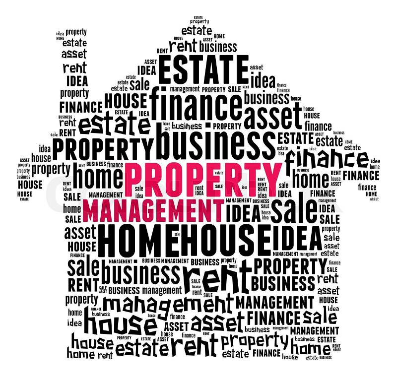 Property Management in word collage composed in house shape, stock photo