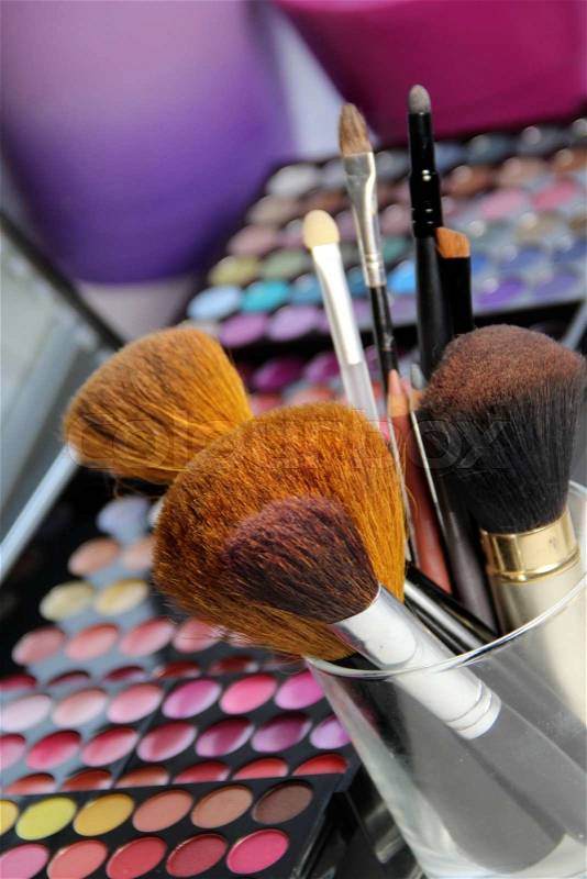 Small and big make-up brushes, stock photo