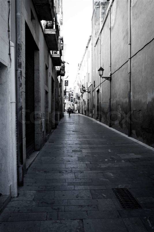 Old catalonia spanish street, stock photo