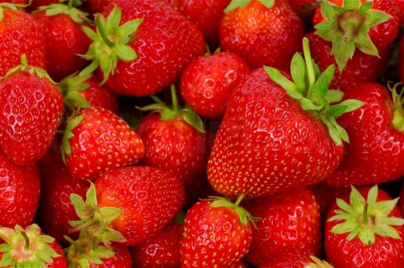 Fresh ripe perfect strawberry -Food Frame Background, stock photo