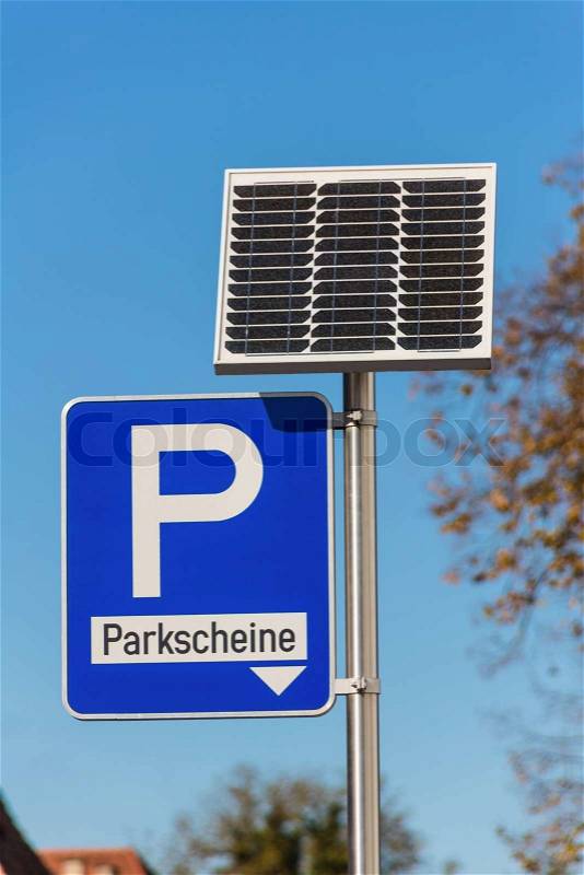 In a parking ticket machines for show parking is the electricity demand covered by solar cells, stock photo