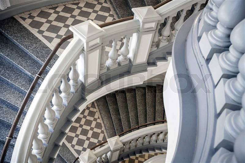 Stairs with balusters Abstract classical architecture fragment, stock photo
