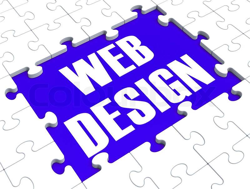 Web Design Puzzle Shows Website Content, stock photo