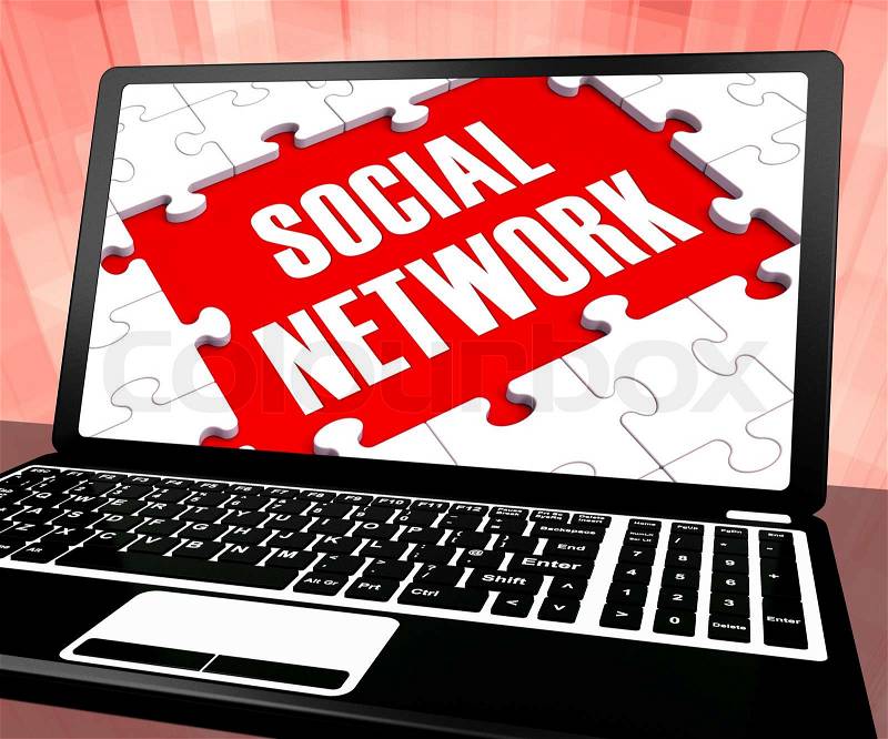 Social Network On Laptop Shows Online Communities, stock photo