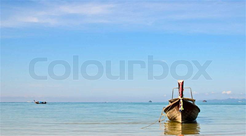 Long tail boat at Aonang Krabi, stock photo