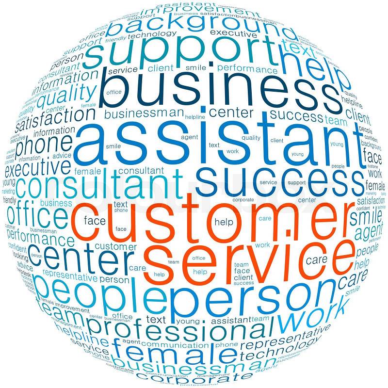 Customer service info-text graphics and arrangement concept word cloud in white background, stock photo