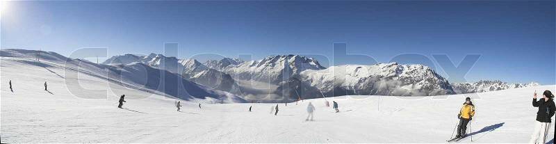 Panorama - Ski vacation in Alpes, stock photo