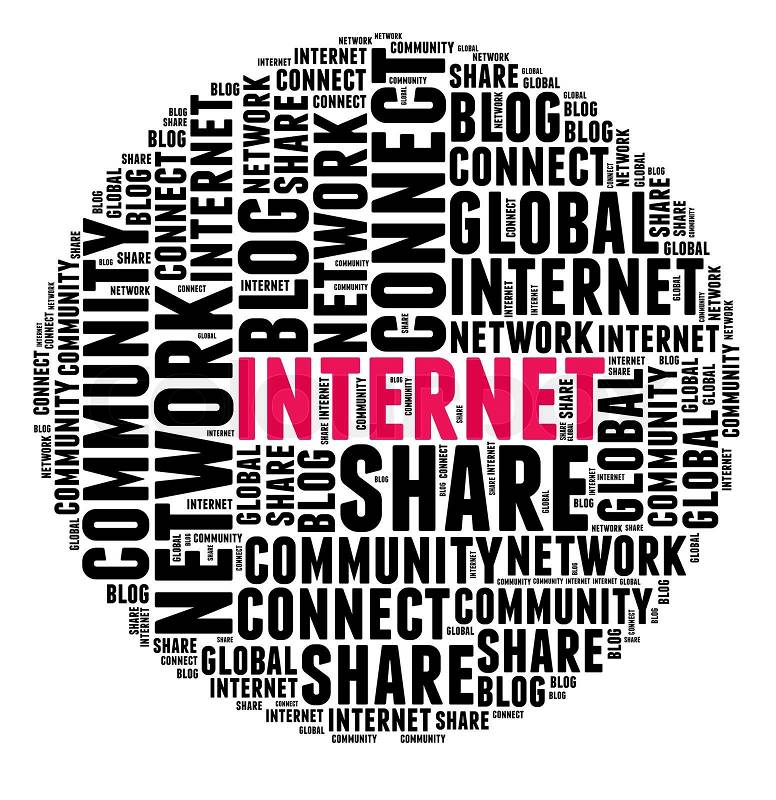 Internet in word collage, stock photo