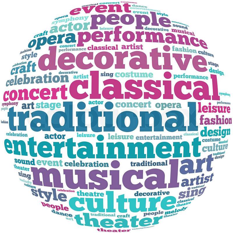 Culture and entertainment info-text graphics and arrangement concept on white background word cloud, stock photo