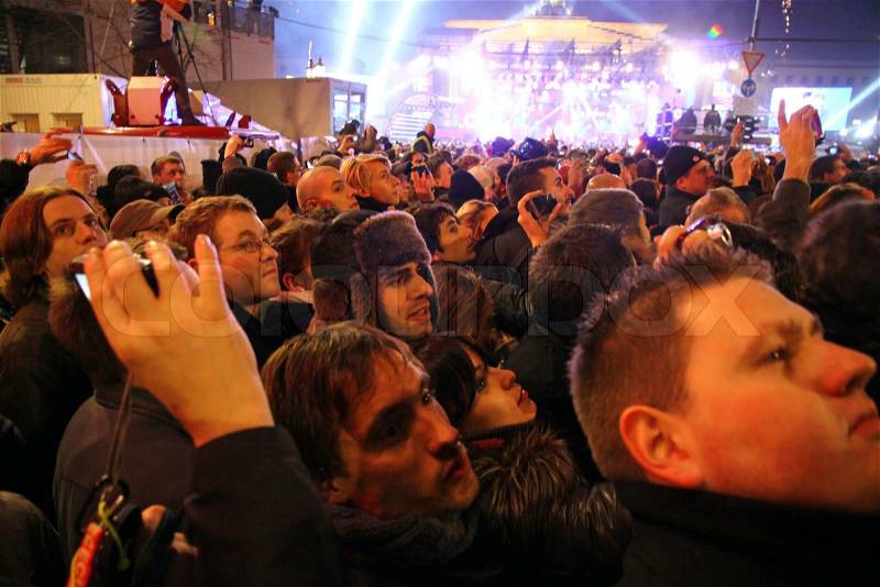 New Year celebrations in Berlin, Germany, stock photo
