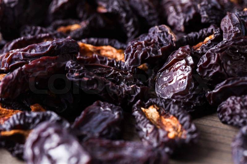 Dried plums, stock photo