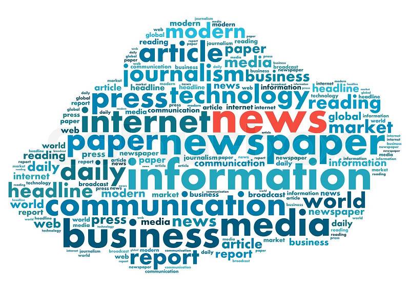 News in word collage, stock photo