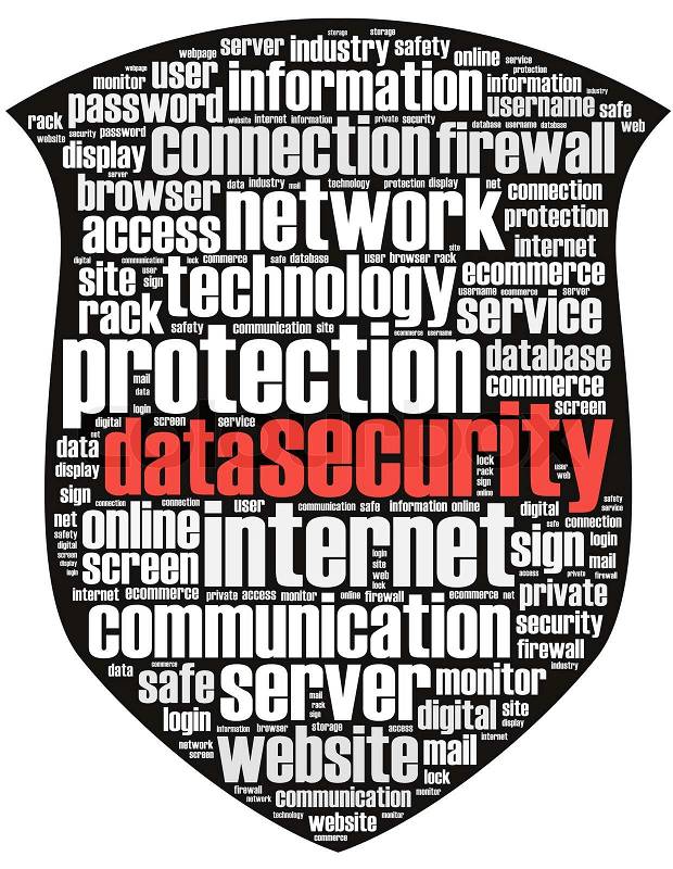 Data Security info-text graphics and arrangement concept word cloud, stock photo
