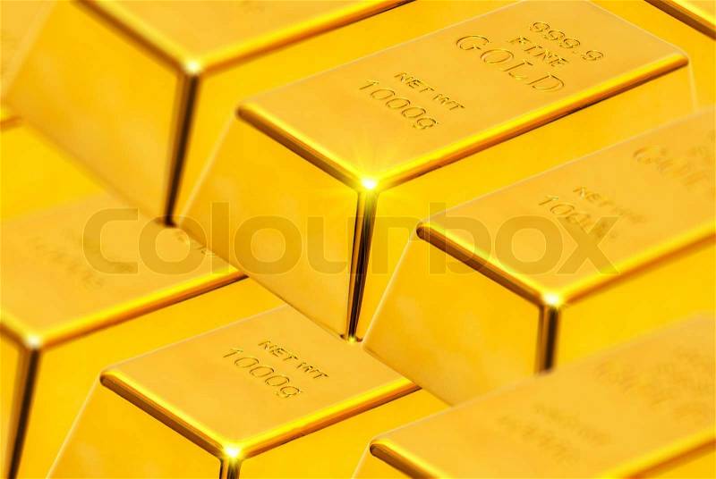 Gold ingots, stock photo