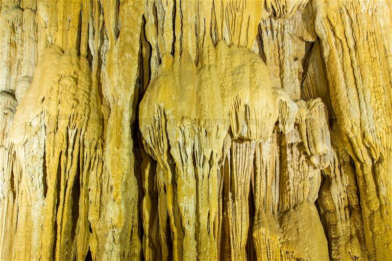 Limestone formations in the Son Doong cave, Vietnam, stock photo