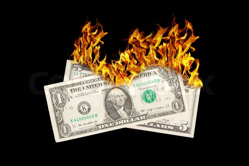 Burning money, stock photo