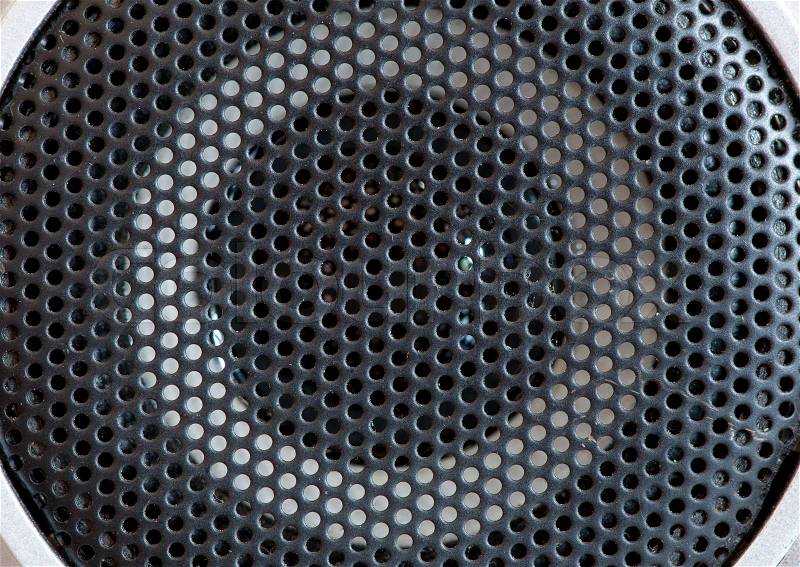 Black sound speakers, macro shot, stock photo