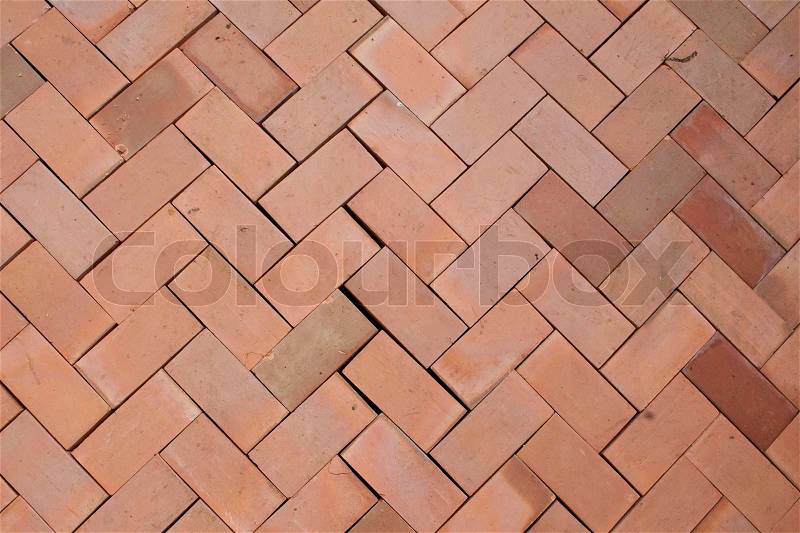 Red brick herringbone background texture, stock photo