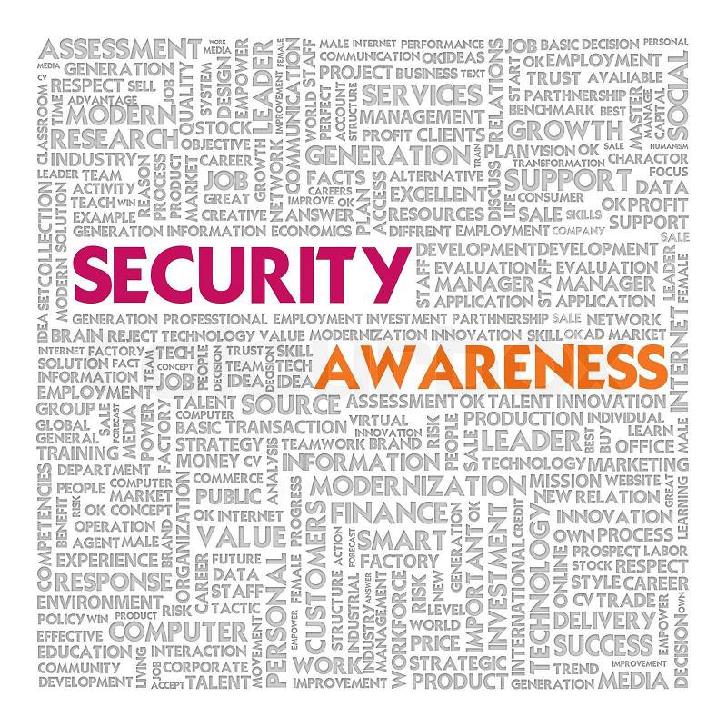 Business word cloud for business concept, Security Awareness, stock photo