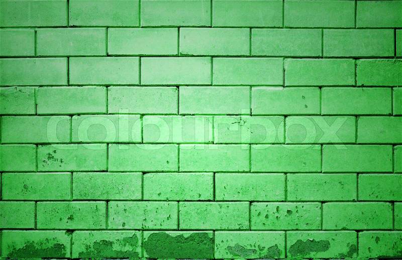 Green brick wall, stock photo