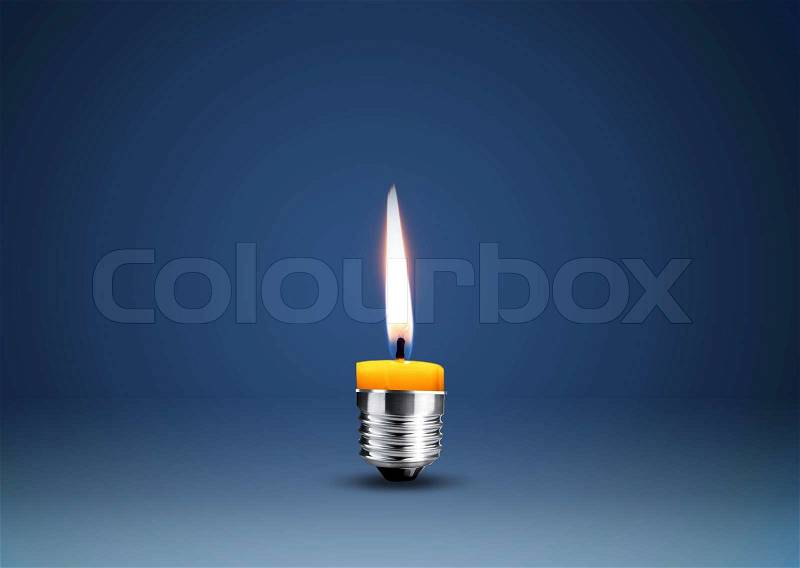 Wax candle into lighting bulb, stock photo