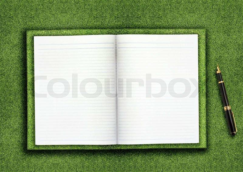 Blank book on grass, stock photo