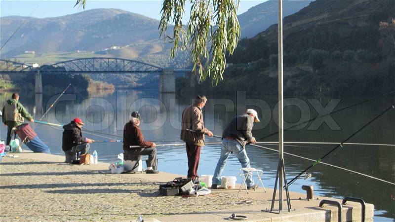 Douro river fishing, stock photo