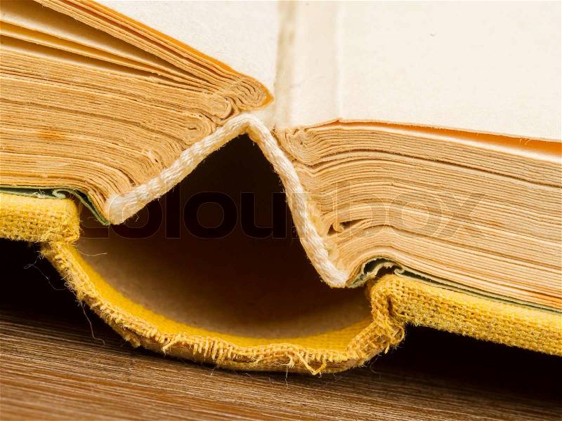 Old book fanned open, stock photo