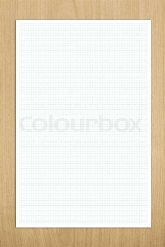 Blue graph white paper on wood background texture, stock photo