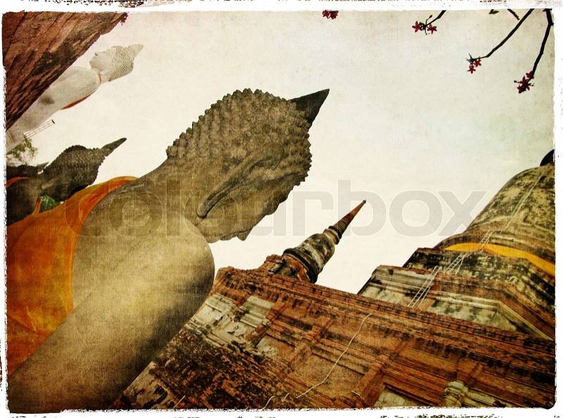 Ancient cities of Thailand - artwork in painting style, stock photo