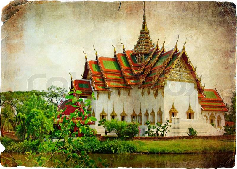 Pictorial Thailand - artwork in painting style, stock photo
