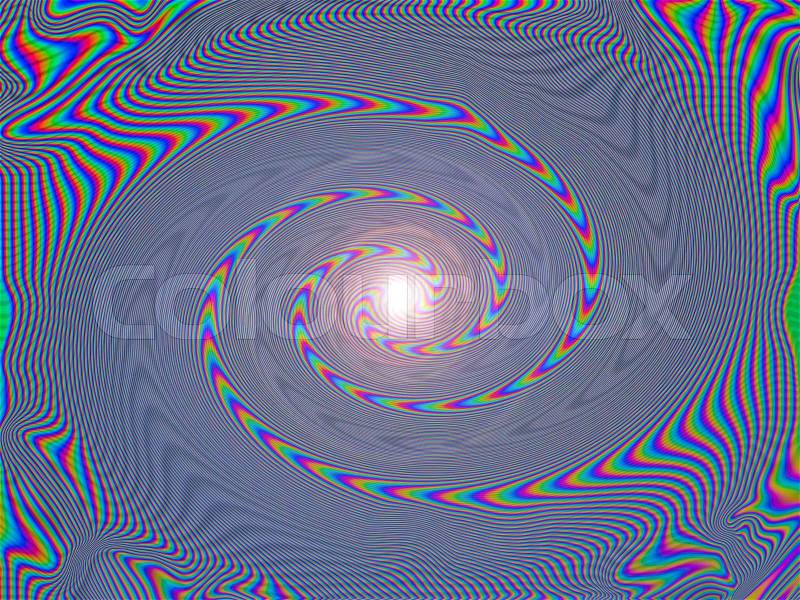 LCD TV Screen Showing Blue Red and Green Swirls and a Lens Flare in the Center, stock photo