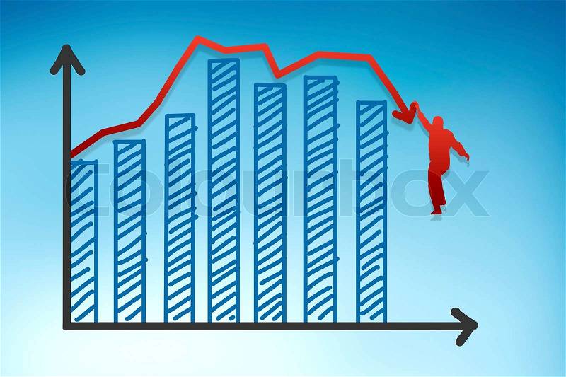 Red graph all down, risk and investment, stock photo